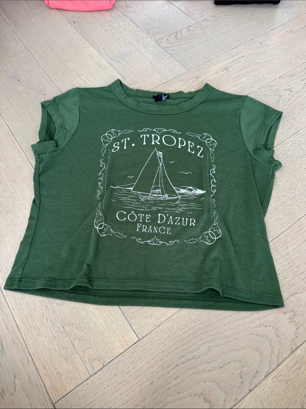 Somedays Lovin Olive Green St. Tropez Sailboat Graphic Tee